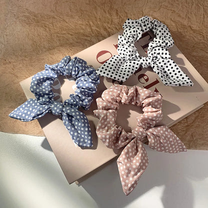 Korean Dots Bow Hair Scrunchies