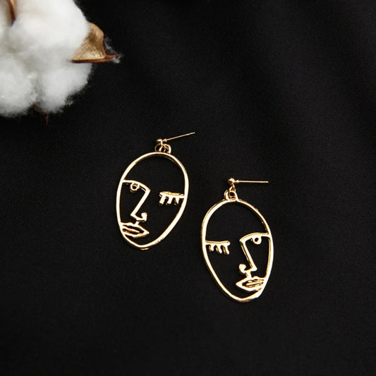 Human Face Plating Alloy No Inlaid Earrings