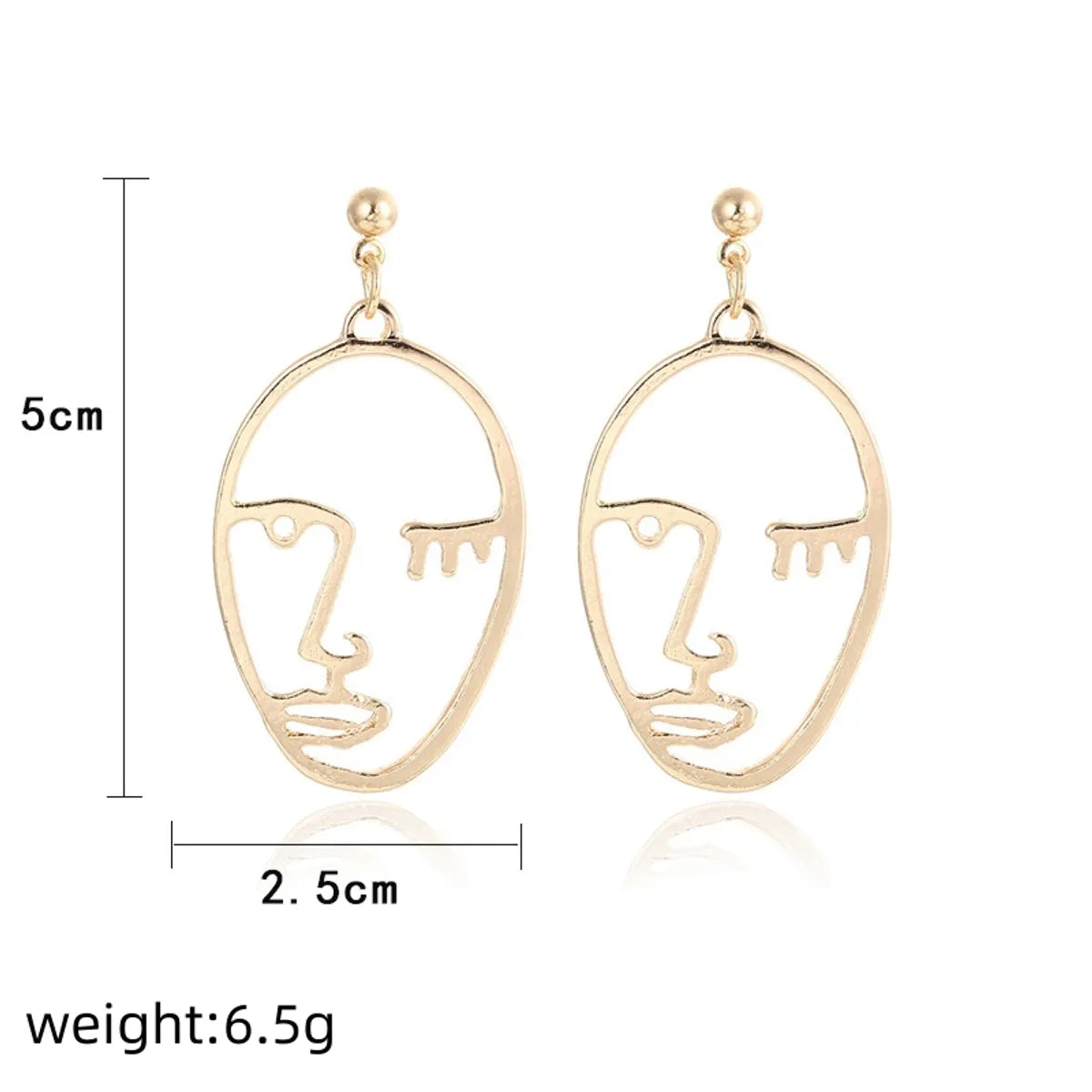 Human Face Plating Alloy No Inlaid Earrings