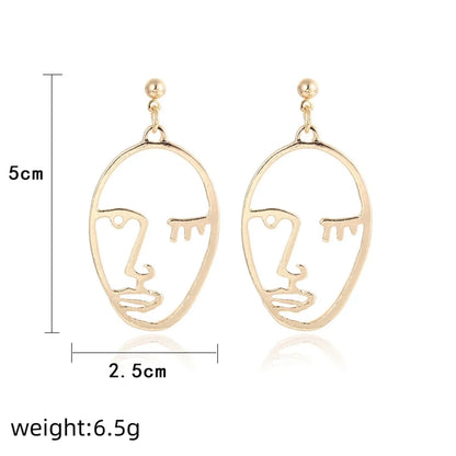 Human Face Plating Alloy No Inlaid Earrings