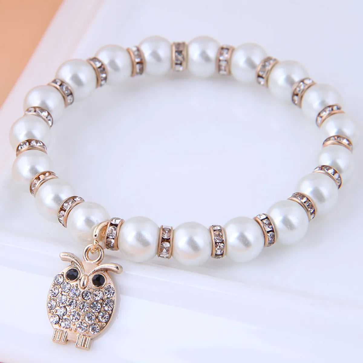 Korean Fashion Alloy Pendant Pearl Owl Bracelet