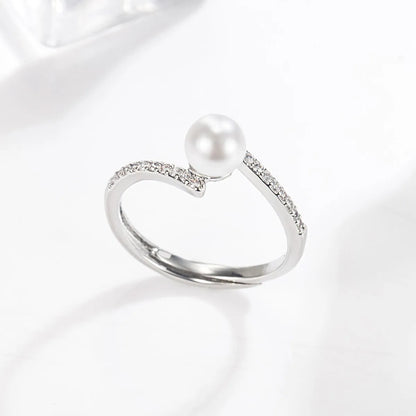 Korean Fashion Diamond Pearl Ring 14k Gold Pearl Ring Personality Simple Jewelry