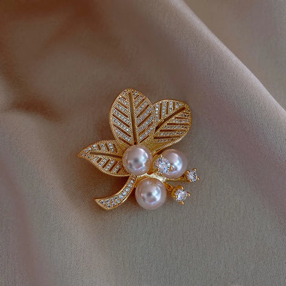 Korean Fashion Flower Pearl Elephant Owl Leaf Alloy Brooch