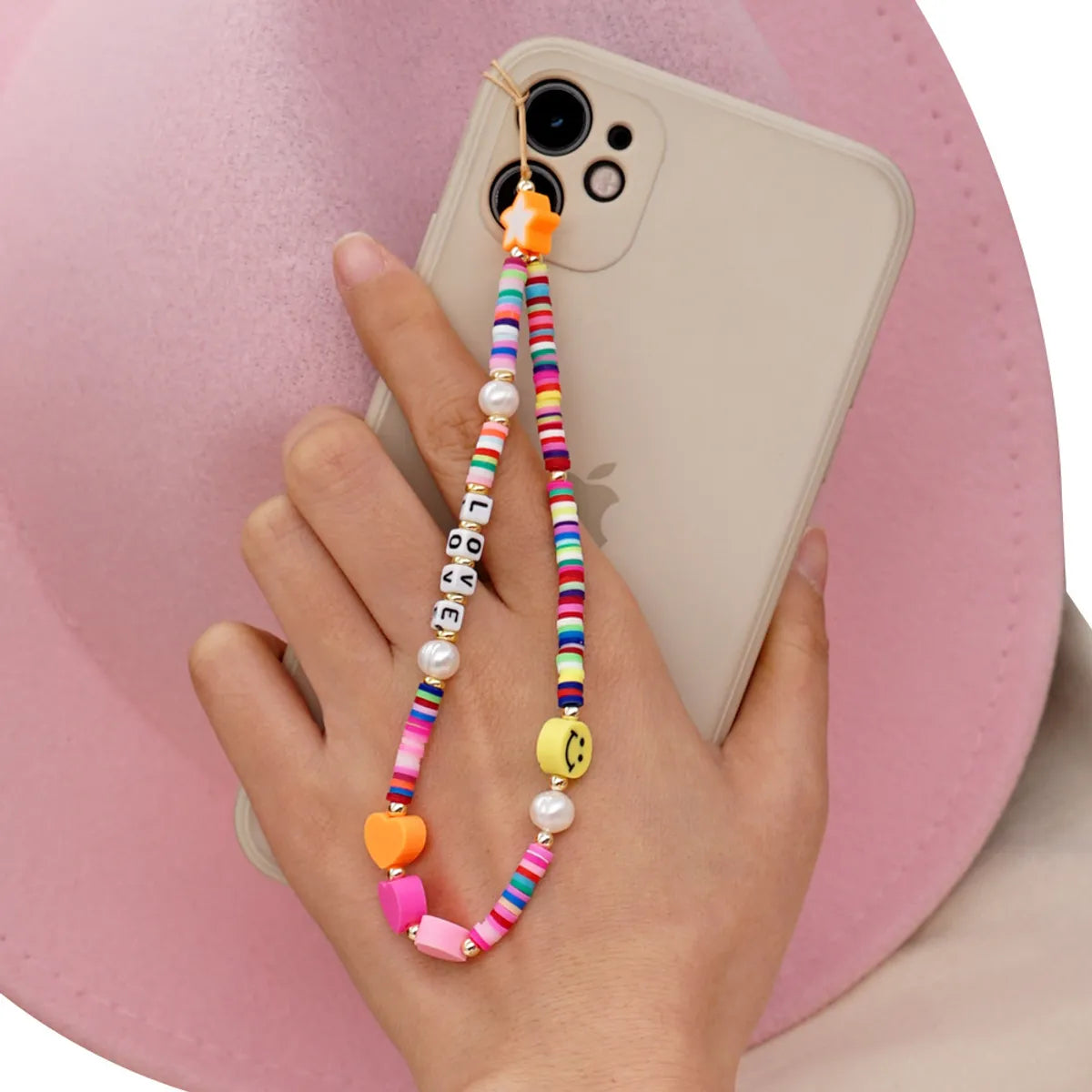 Korean Fashion Flower Smiling Face Pearl Anti-Lost Mobile Phone Lanyard