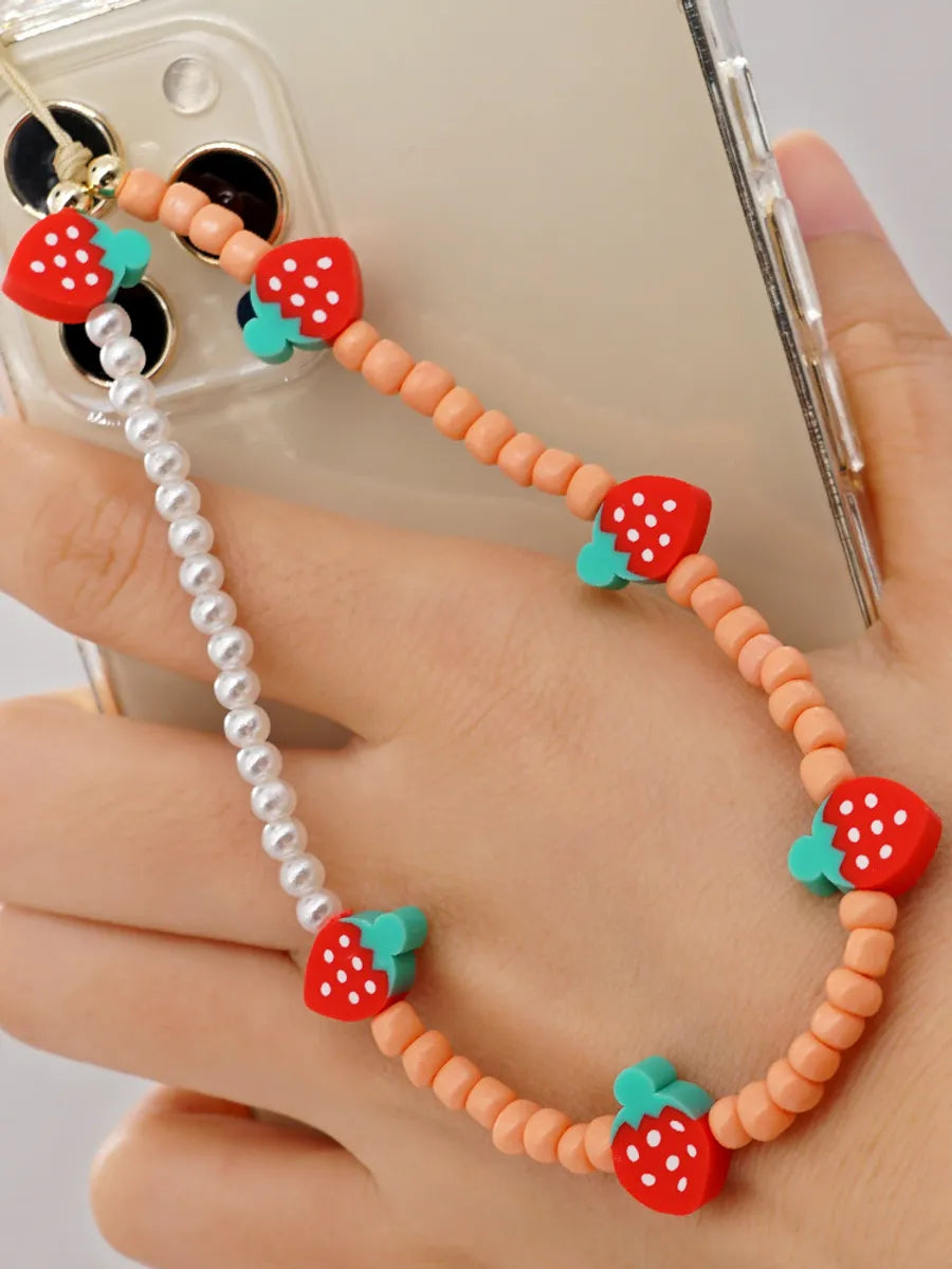 Korean Fashion Flower Smiling Face Pearl Anti-Lost Mobile Phone Lanyard