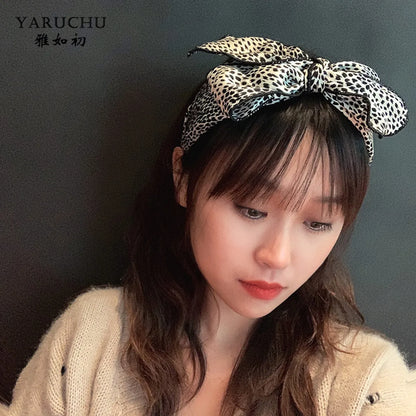 Korean Fashion Hair Accessories Female Retro Leopard Print Wide-Brim Headband Wholesale