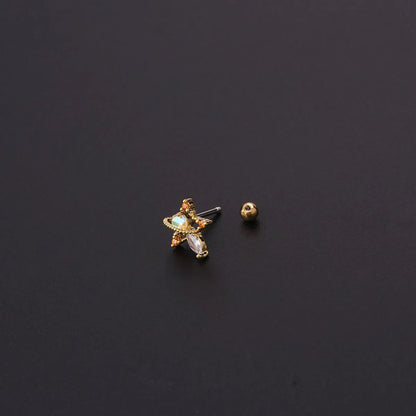 Korean Fashion Inlaid Color Zircon Fine Needle Stainless Steel Ear Studs Wholesale Gooddiy