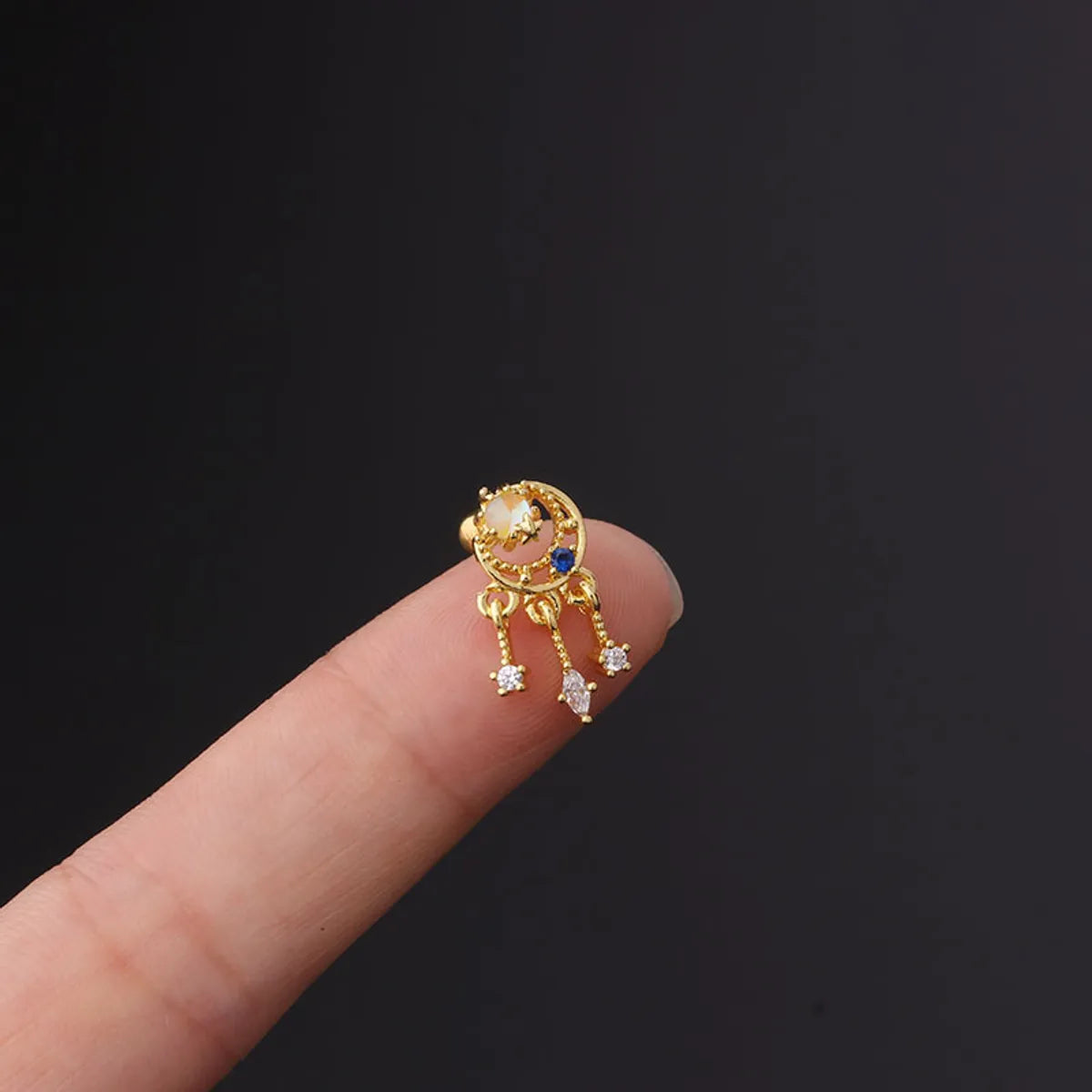 Korean Fashion Inlaid Color Zircon Fine Needle Stainless Steel Ear Studs Wholesale Gooddiy