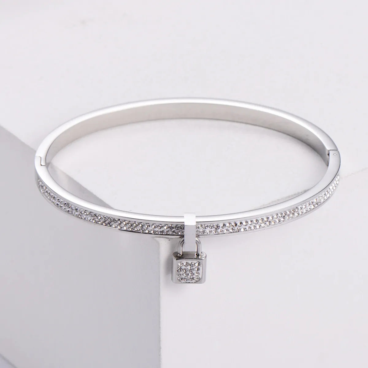 Korean Fashion Lock Rhinestones Diamond-studded Stainless Steel Bracelet Wholesale Gooddiy