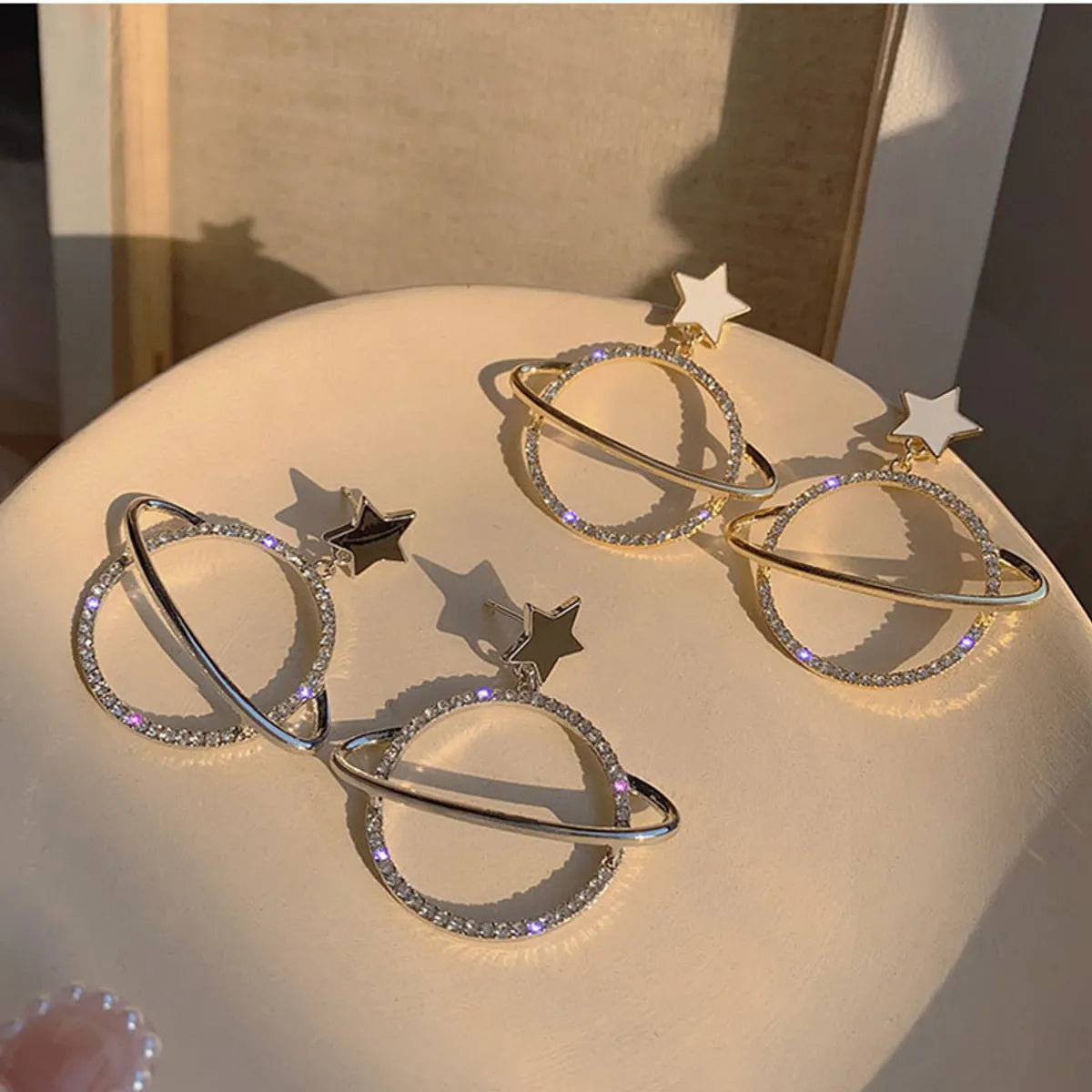 Korean Fashion  Rhinestone Planet Earrings Drop Oil Earrings Femininity Wholesale Nihaojewelry