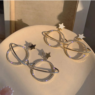 Korean Fashion  Rhinestone Planet Earrings Drop Oil Earrings Femininity Wholesale Nihaojewelry