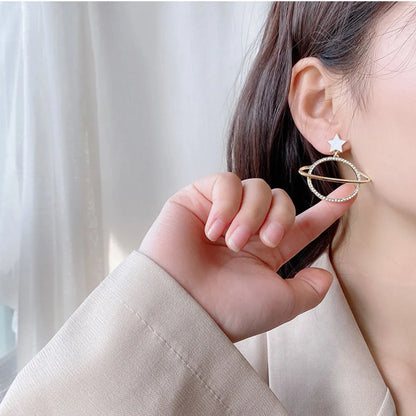 Korean Fashion  Rhinestone Planet Earrings Drop Oil Earrings Femininity Wholesale Nihaojewelry