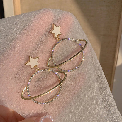 Korean Fashion  Rhinestone Planet Earrings Drop Oil Earrings Femininity Wholesale Nihaojewelry