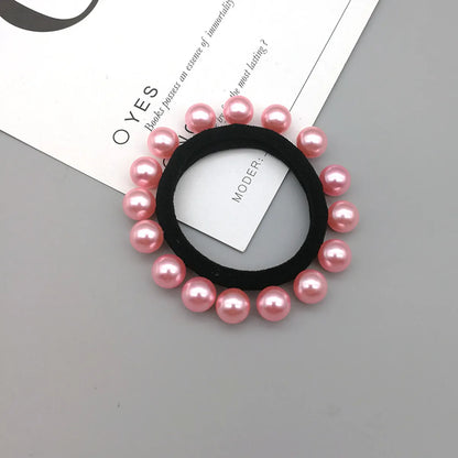 Korean Fashion  Beads Seamless Seam Multiple Pearl Hair Ring Simple Hair Scrunchies Wholesale Nihaojewelry