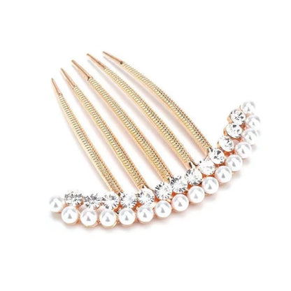 Korean Fashion Simple Five-Tooth Rhinestone Hair Accessories Pearl Headdress Travel Accessories Bride Headdress Hair Wholesale