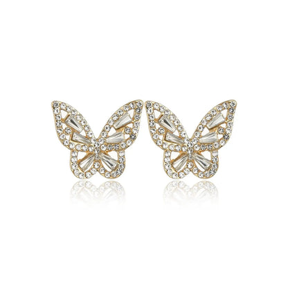 Korean Fashion Simple Full Diamond Butterfly Earrings