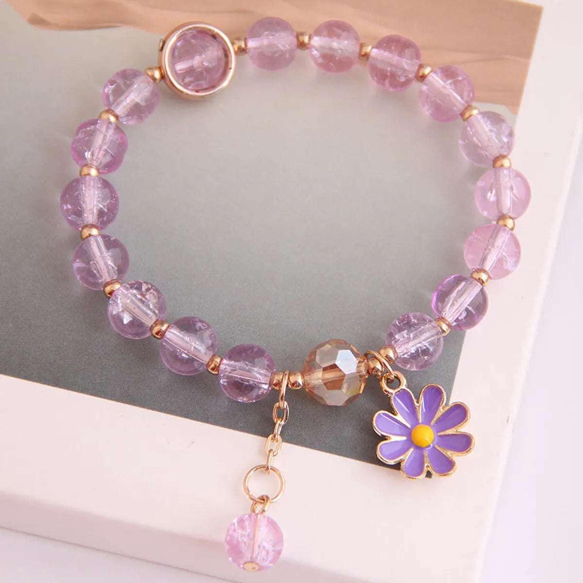 Korean Fashion Simple Small Daisy Pendant Crystal Beads  Bracelet Wholesale Nihaojewelry