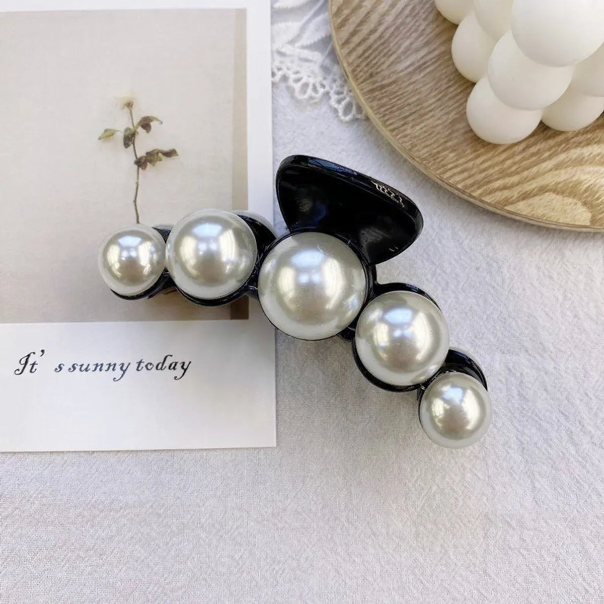 Korean Fashion Style Pearl Hairpin Big Hair Grabbing Clip Plate Hair Ponytail Small Hair Claw Wholesale Nihaojewelry