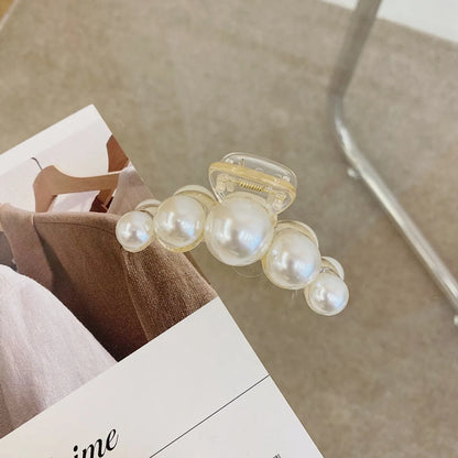 Korean Fashion Style Pearl Hairpin Big Hair Grabbing Clip Plate Hair Ponytail Small Hair Claw Wholesale Nihaojewelry