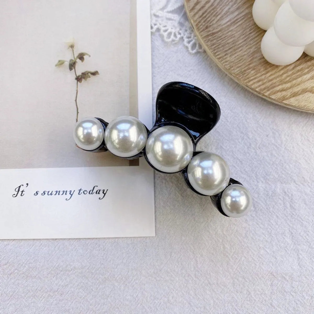 Korean Fashion Style Pearl Hairpin Big Hair Grabbing Clip Plate Hair Ponytail Small Hair Claw Wholesale Nihaojewelry