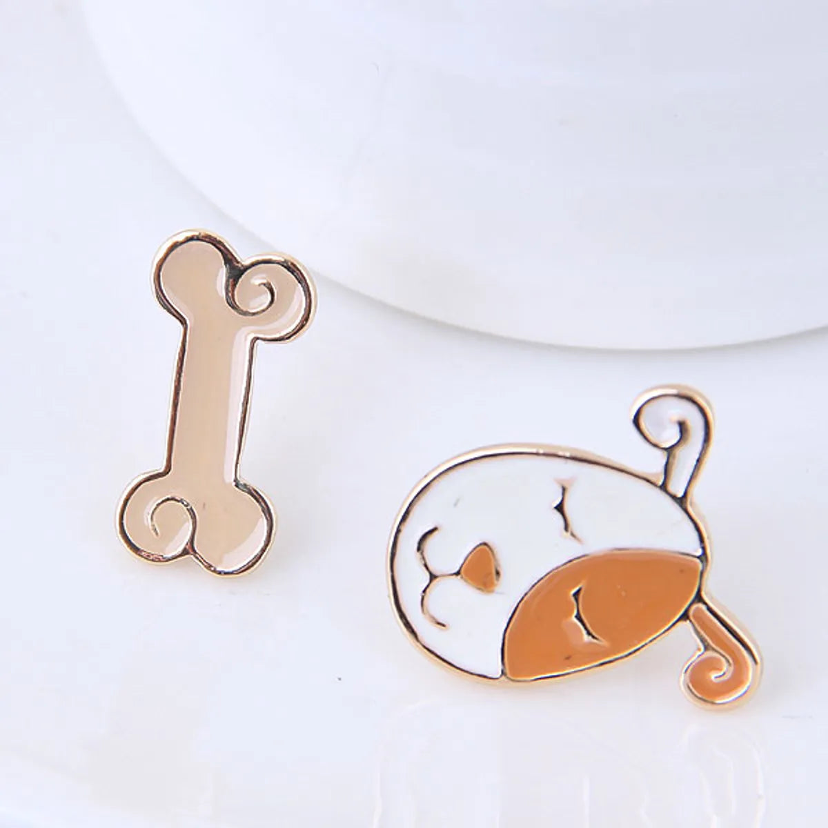 Korean Fashion Sweet Dog Bone Asymmetric Earrings Yiwu Nihaojewelry Wholesale