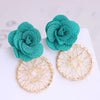 Korean Fashion Sweet Flower Metal Capture Mesh Stud Earrings Fahsion Jewelry Wholesale