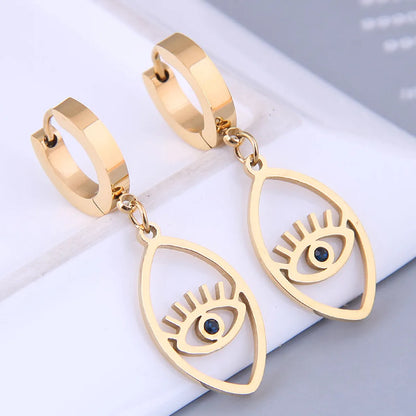 Korean Fashion Sweet Ol Devil Eye Titanium Steel Earrings Wholesale