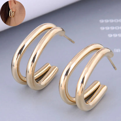 Korean Fashion Titanium Steel Geometric Personality Exaggerated Earrings