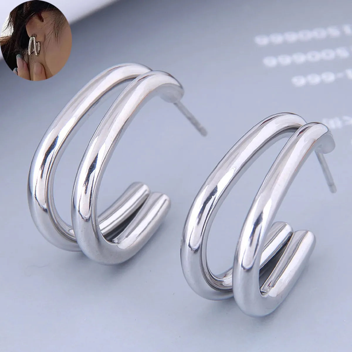 Korean Fashion Titanium Steel Geometric Personality Exaggerated Earrings