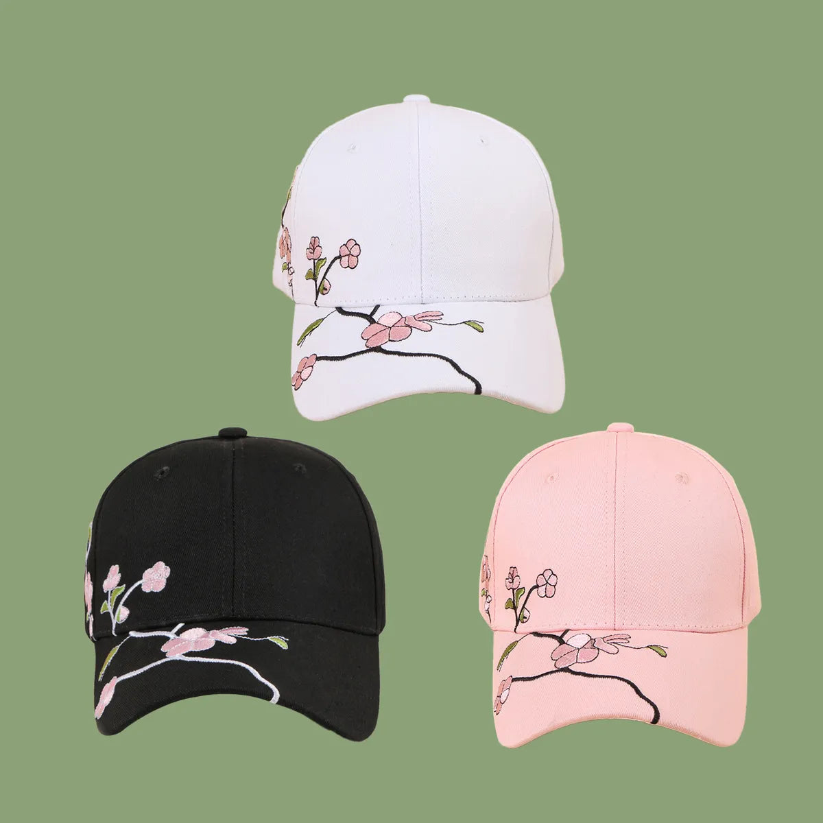 Korean Fashion Wild Embroidery Plum Baseball Cap