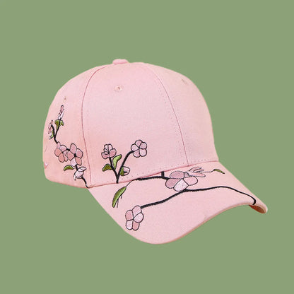 Korean Fashion Wild Embroidery Plum Baseball Cap