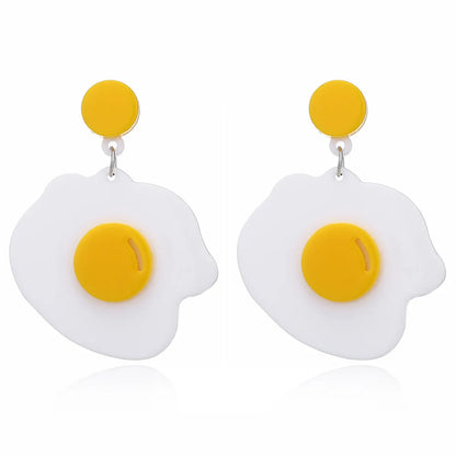 Korean Fried Eggs Sweet And Cute Girl Line Hot-saling Acrylic Alloy Earrings