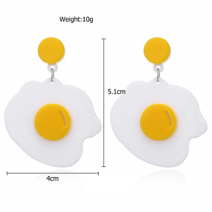 Korean Fried Eggs Sweet And Cute Girl Line Hot-saling Acrylic Alloy Earrings