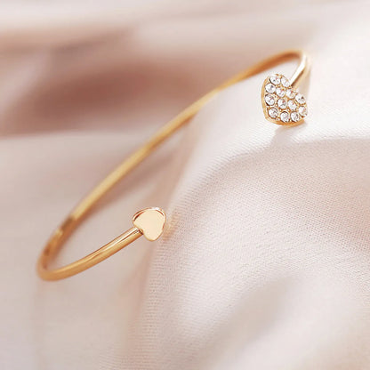 Korean Full Diamond Double Peach Heart Bracelet