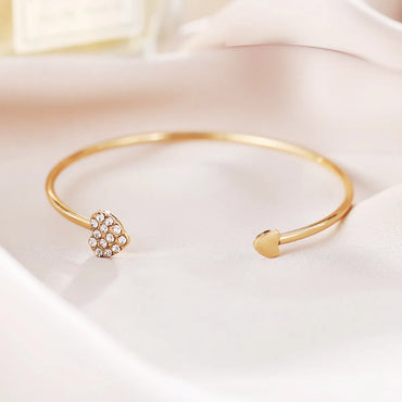 Korean Full Diamond Double Peach Heart Bracelet