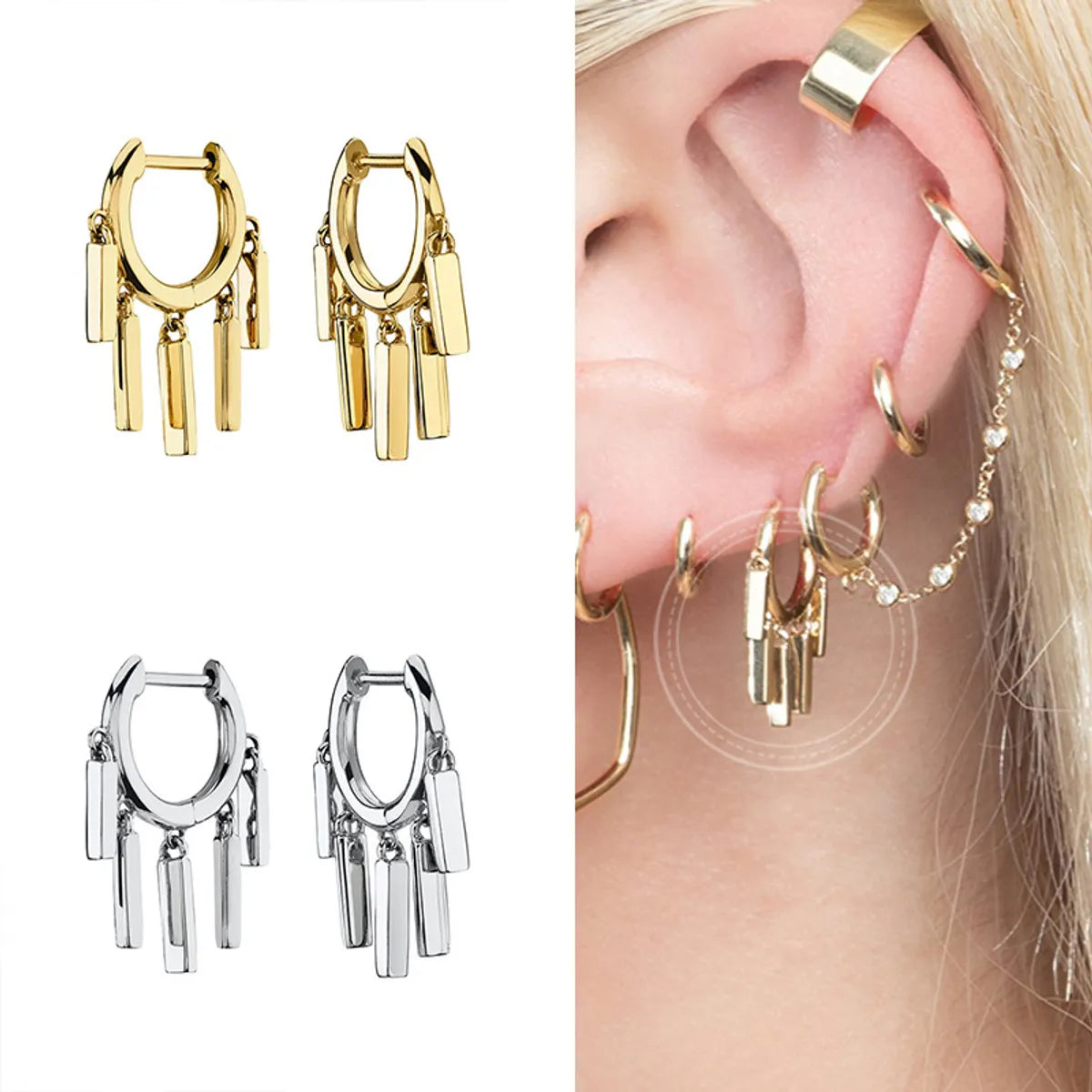 Korean Geometric Long Earrings Personality Earrings