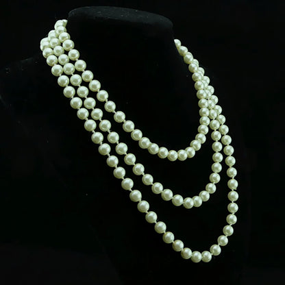 Korean Geometric Pearl Chain Necklace