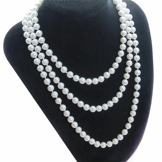 Korean Geometric Pearl Chain Necklace