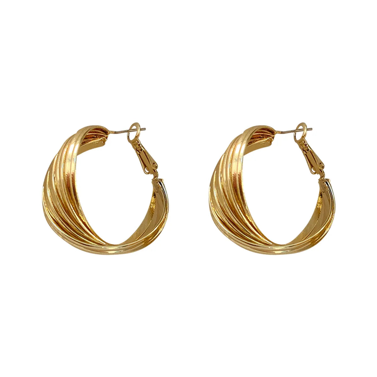 Korean Geometric Winding C-shaped Alloy Earrings