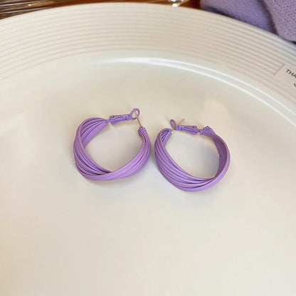 Korean Geometric Winding C-shaped Alloy Earrings