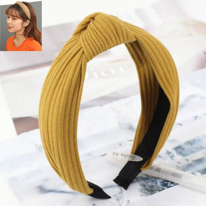 Korean Hair Accessories Headdress Knitted Solid Color Fabric Cross Knotted Headband Headband Head Buckle Ladies Headband