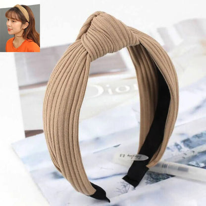 Korean Hair Accessories Headdress Knitted Solid Color Fabric Cross Knotted Headband Headband Head Buckle Ladies Headband