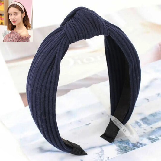 Korean Hair Accessories Headdress Knitted Solid Color Fabric Cross Knotted Headband Headband Head Buckle Ladies Headband