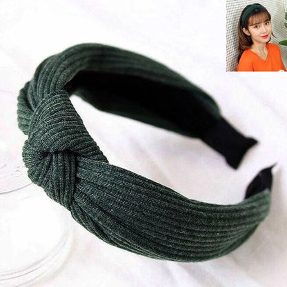 Korean Hair Accessories Headdress Knitted Solid Color Fabric Cross Knotted Headband Headband Head Buckle Ladies Headband