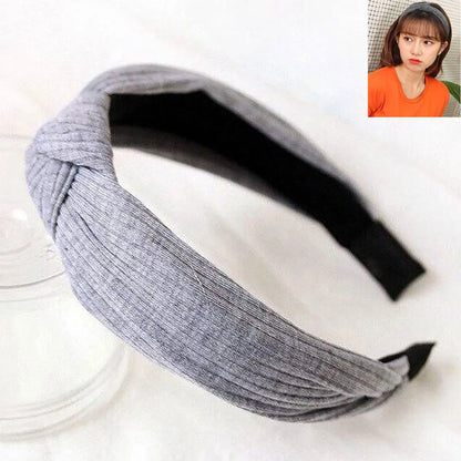 Korean Hair Accessories Headdress Knitted Solid Color Fabric Cross Knotted Headband Headband Head Buckle Ladies Headband