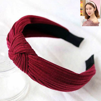 Korean Hair Accessories Headdress Knitted Solid Color Fabric Cross Knotted Headband Headband Head Buckle Ladies Headband