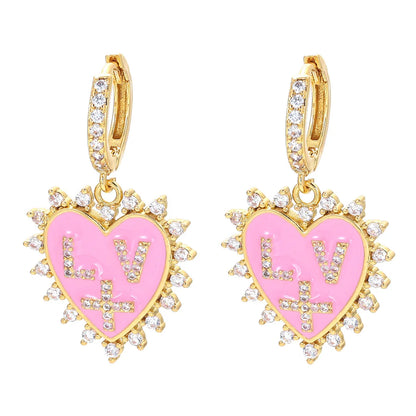 Korean Heart-shaped Oil Drop Color Earrings Wholesale Gooddiy