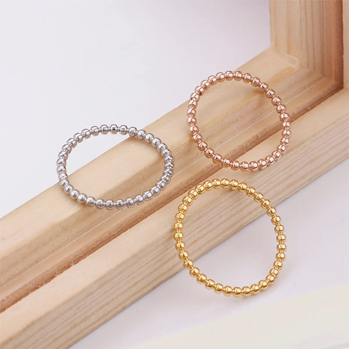 Korean Jewelry Beads Water Ripple Stainless Steel Ring Trendy Simple Wholesale