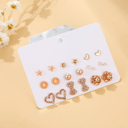 Geometric Plating Alloy Artificial Gemstones Earrings Ear Studs