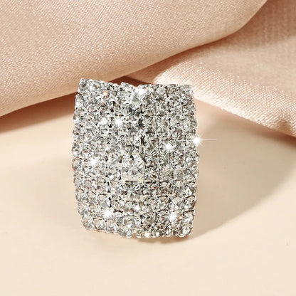 Korean Masonry Square Rhinestone Open Ring Wholesale Nihaojewelry